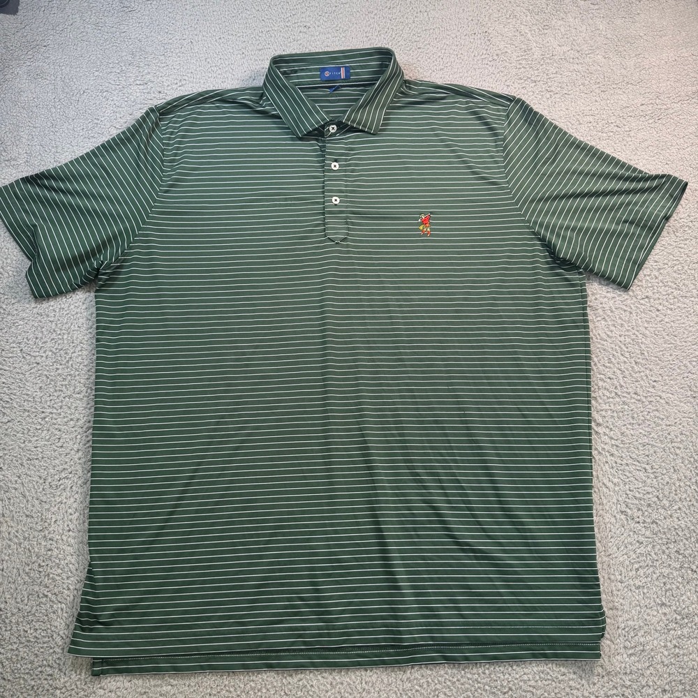 Stitch Golf Mens XXL Green White Striped Performance Polo Shirt Short Sleeve